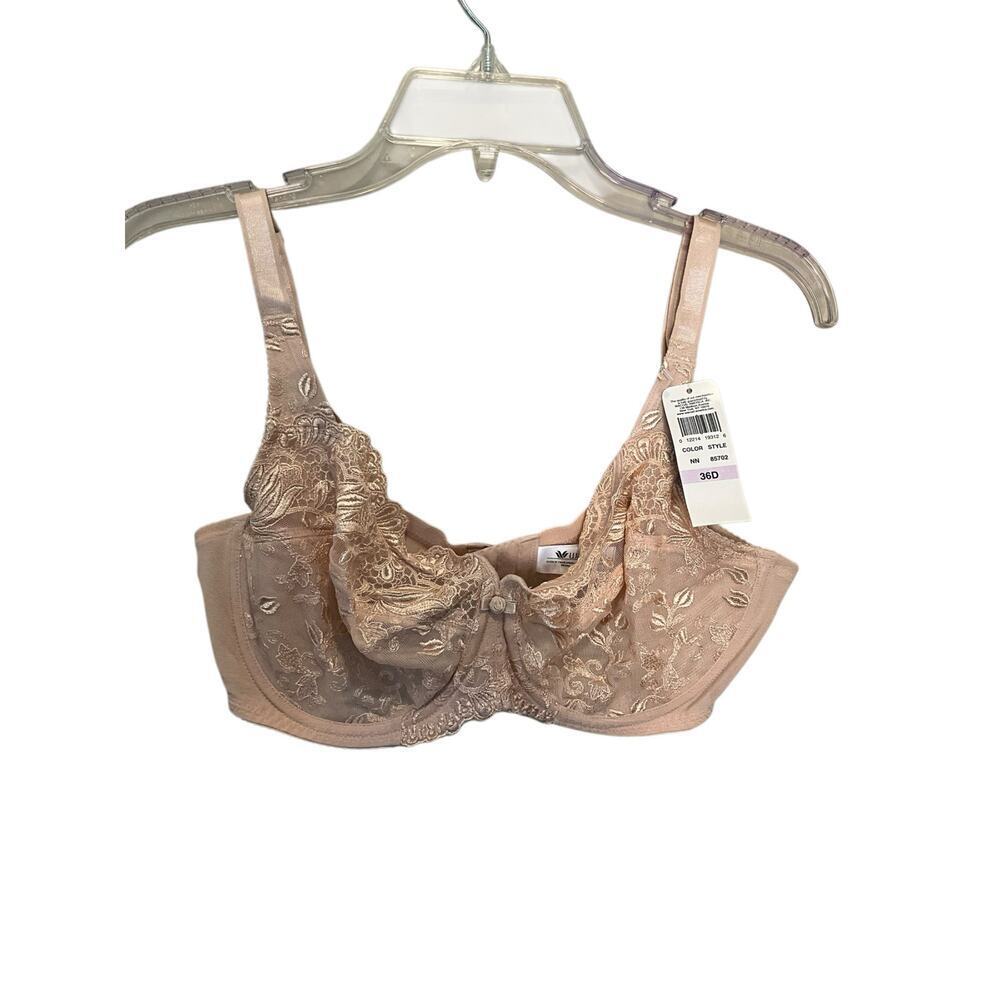 Wacoal Womens Tulip Embroidered Semi-Sheer Underwire Bra 85702 Nude Size 36D NWT